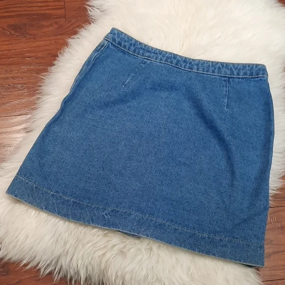 American Apparel Button Front Mini Jean Skirt - Picture 2 of 5